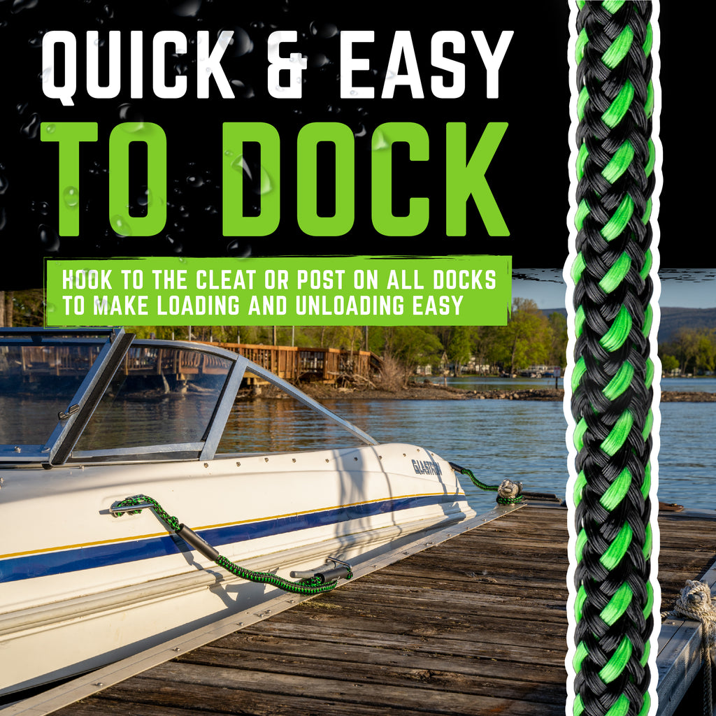 Gradient Fitness Bungee Dock Line (2 Pack) | Marine Rope Boat Dock Lines Make Docking & Boarding Easy for Jetski, Kayak, Pontoon. Boat Accessories